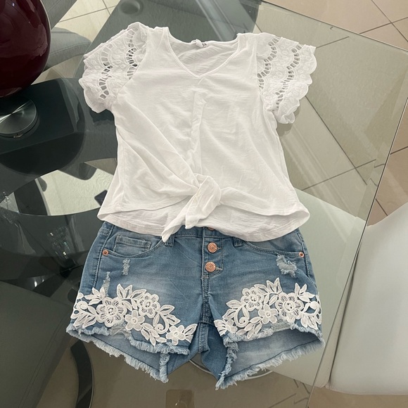 Imperial Star lace Denim Shorts and Eyeshadow girls top outfit size 8 - Picture 1 of 11